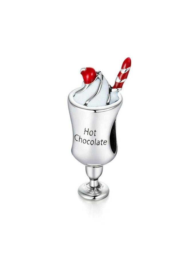 LAMOONY Coffee Charm 925 Sterling Silver Hot Chocolate Ice Cream Drink Wine Book Chips Donut Charm for Pandora Charm Bracelet (Hot Chocolate) - Image 1